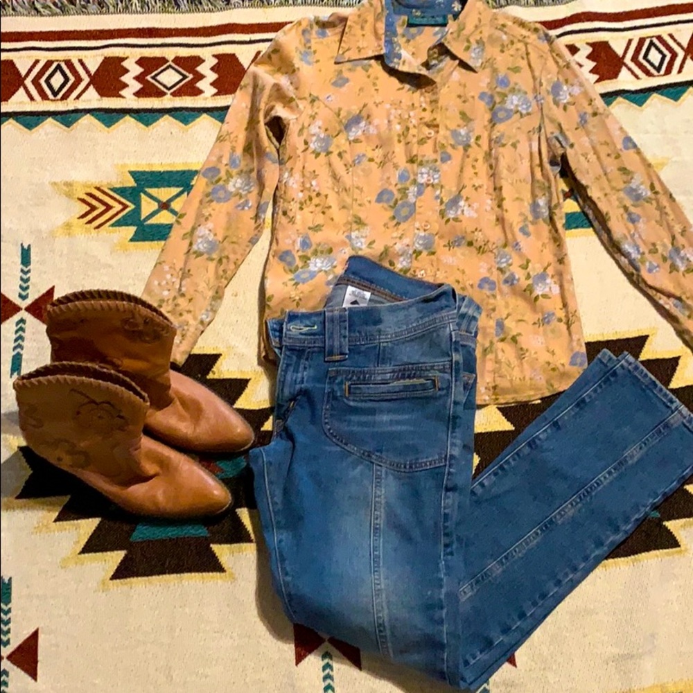 Western Vintage floral long sleeve button down